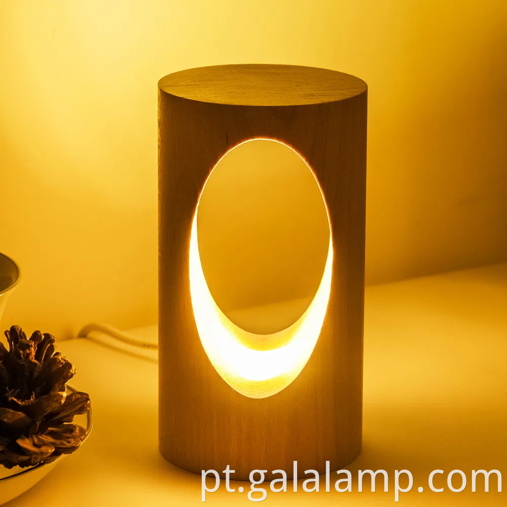 Luz noturna led de madeira sólida japonesa elegante para decoração de casa aconchegante